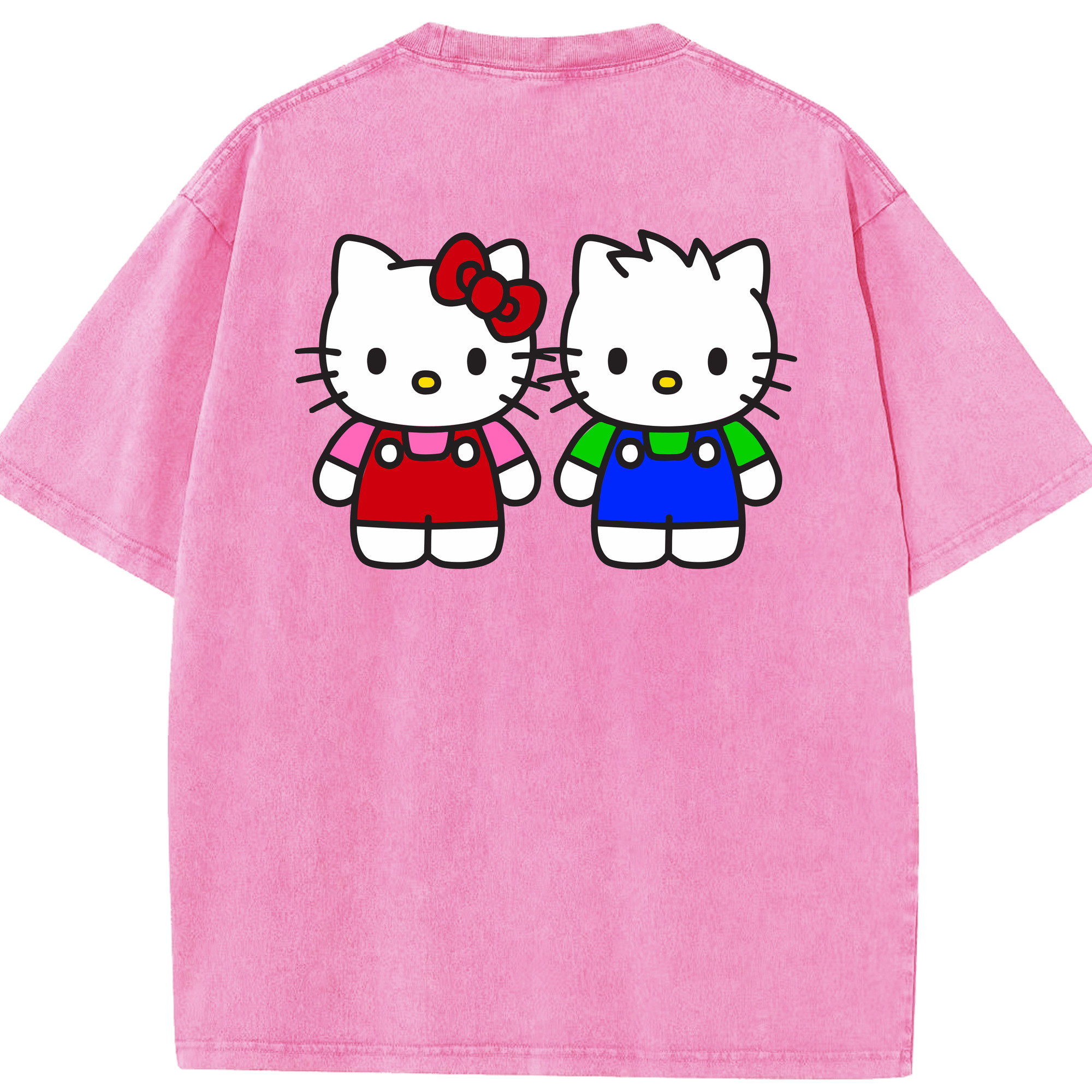 （画像用） Hello Kitty ハローキティ 綿100% ヴィンテージ風 半袖Tシャツ（背面プリント）